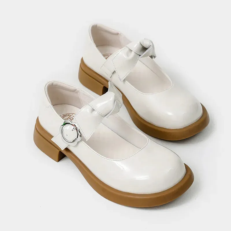 Hnzxzm Summer Retro Leather Low-heel Mary Jane Shoes Bow with Collegiate Style Women's Patent Leather Small Leather Shoes Lolita