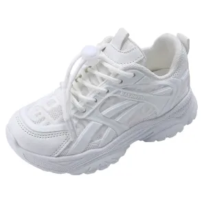 Hopscotch Boys and Girls Mesh Lace Tie-Up Athletic Shoes in White Color, UK:2 (FAQ-4121039)