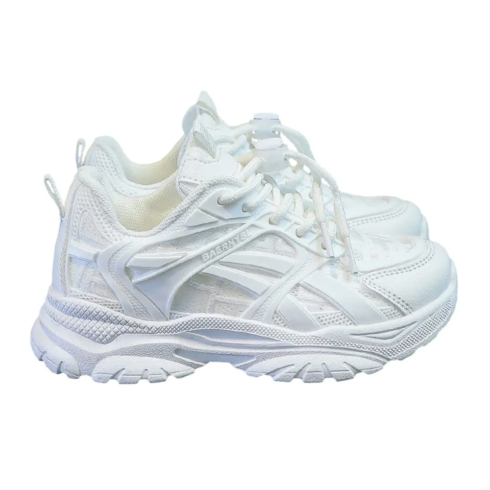 Hopscotch Boys and Girls Mesh Lace Tie-Up Athletic Shoes in White Color, UK:2 (FAQ-4121039)