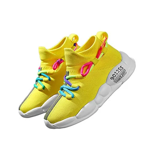 Hopscotch Girls Mesh Text Print Lace Athletic Shoes in Yellow Color, UK:9.5 (RUO-2877697)