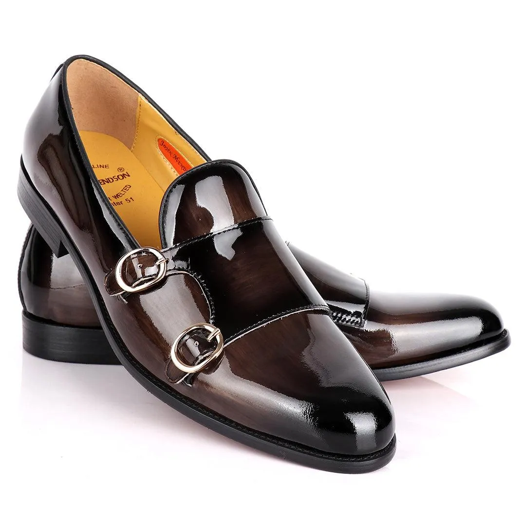 John Mendson Double Monk Strap Wetlooks Grey Shoe