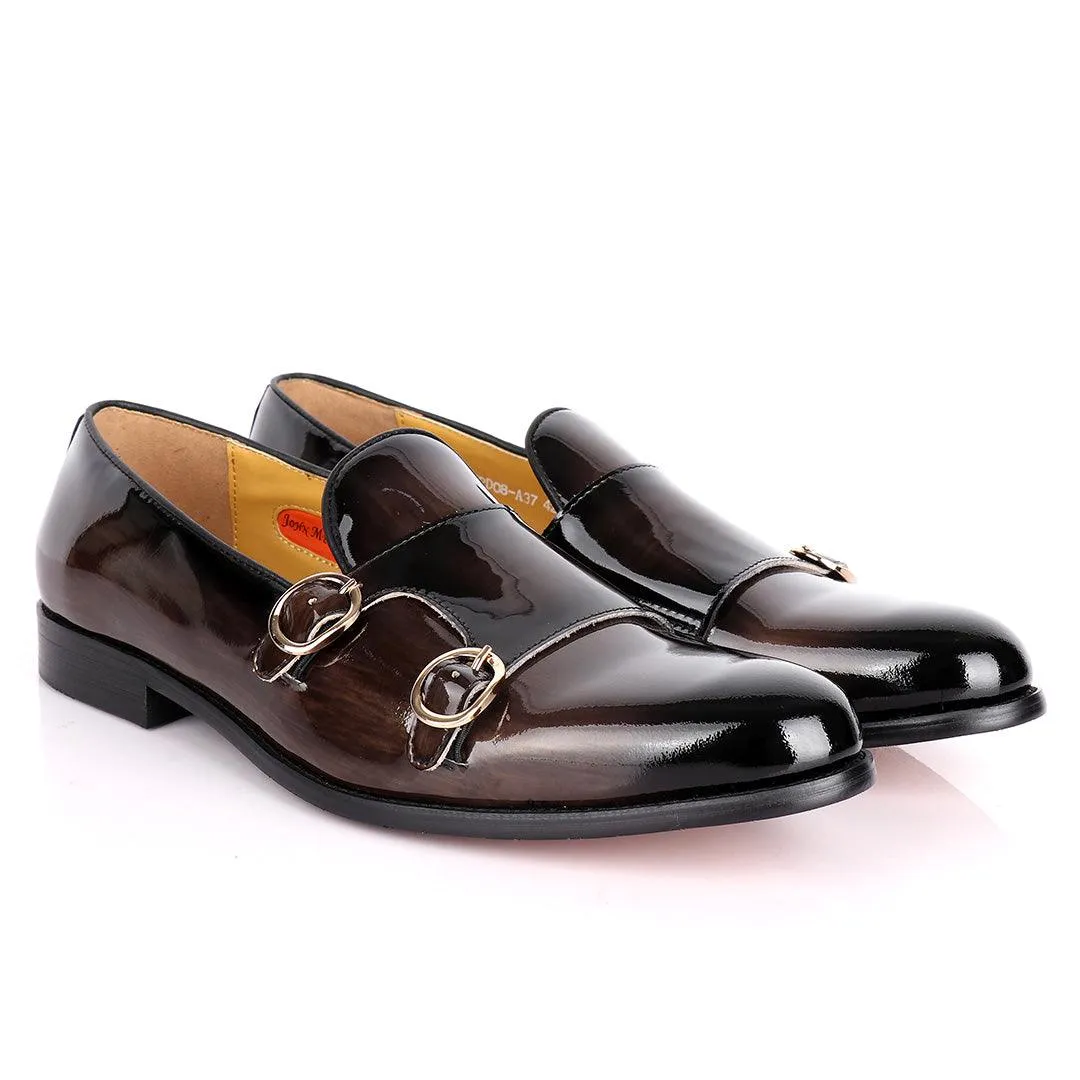 John Mendson Double Monk Strap Wetlooks Grey Shoe