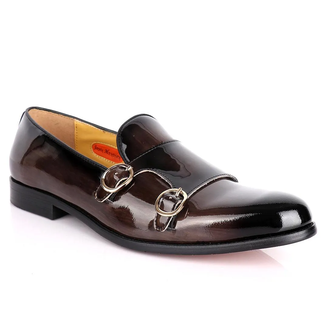 John Mendson Double Monk Strap Wetlooks Grey Shoe