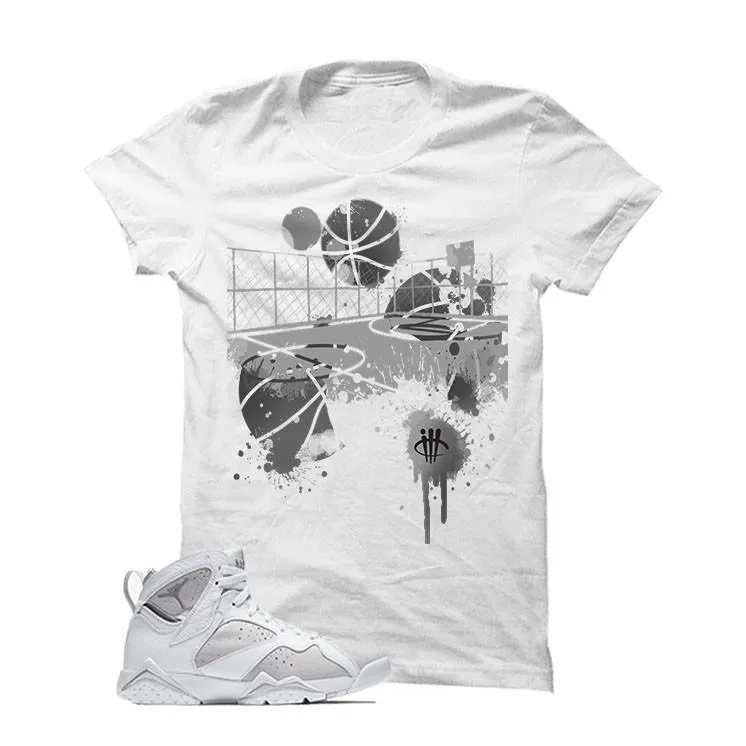 Jordan 7 White Metallic Silver Pure Money White T Shirt (B Court)