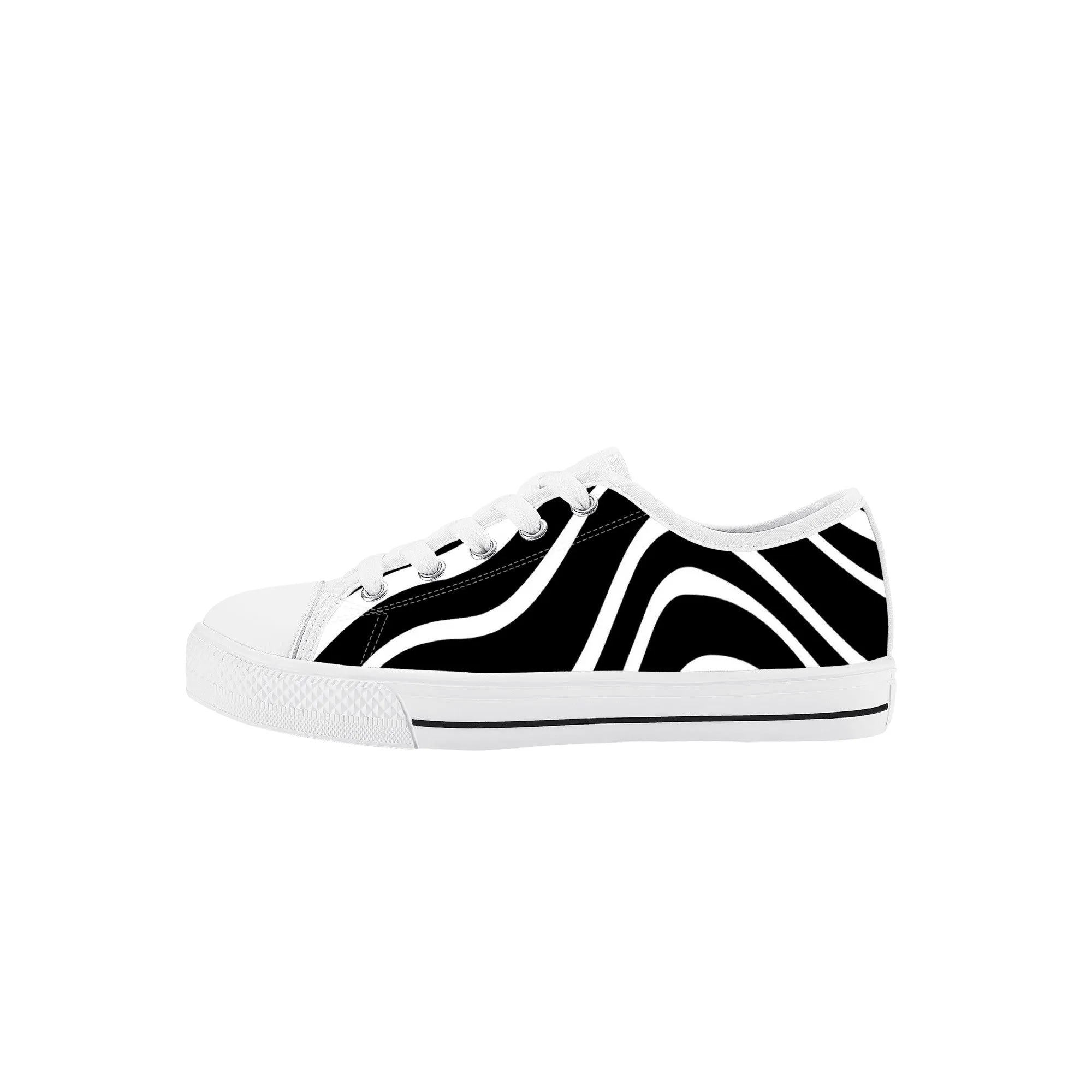 Kids Low Top Canvas Sneakers - Black/White