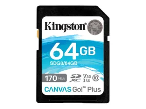 Kingston Canvas Go! Plus - Flash Memory Card - 64 Gb - Video Class V30 / Uhs-I U3 / Class10 - Sdxc Uhs-I