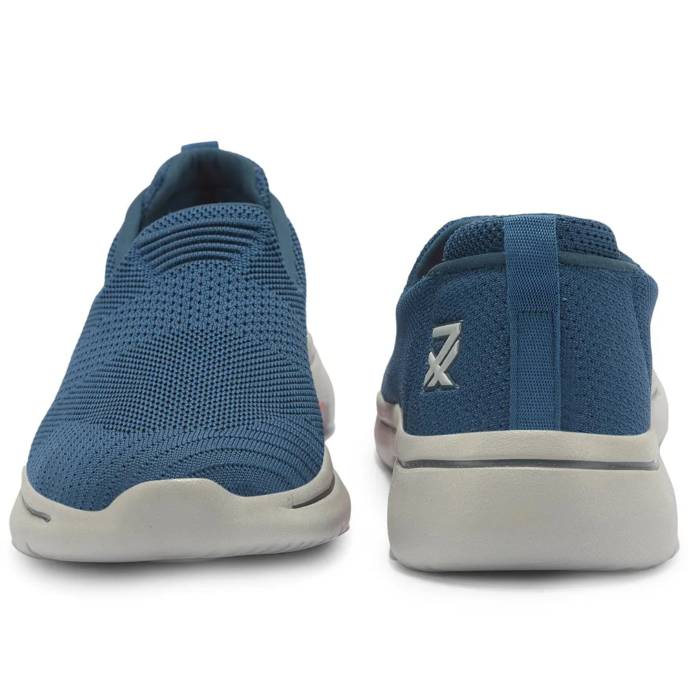 Leap7x Teal Blue Sports Non Lacing Walking Shoes For Men RW-08 By Liberty