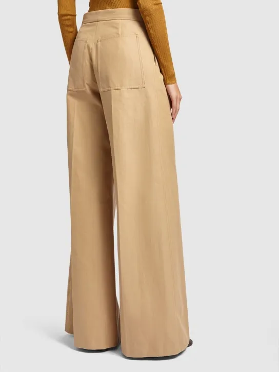 Max Mara   Corte pleated cotton canvas pants 