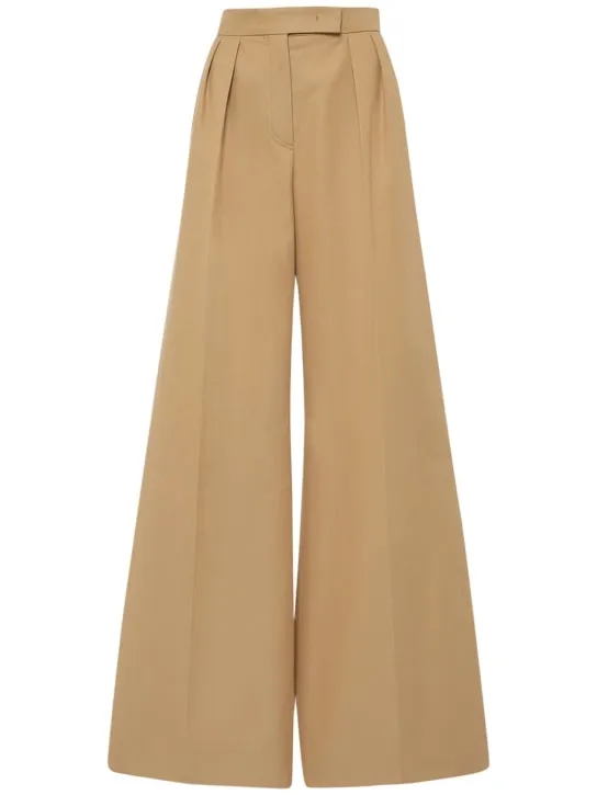 Max Mara   Corte pleated cotton canvas pants 