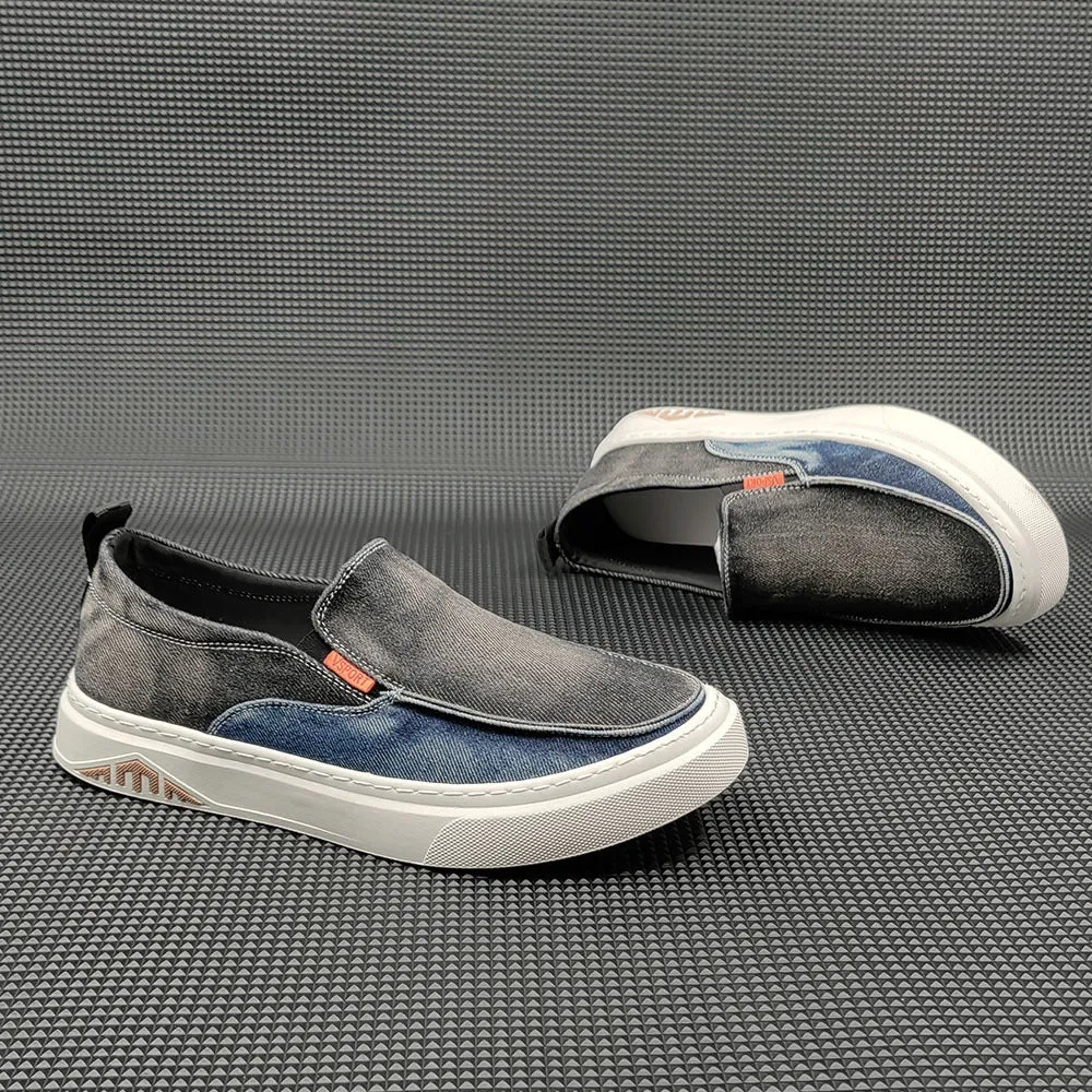 Men Fashion Denim Canvas Flat Casual Loafers