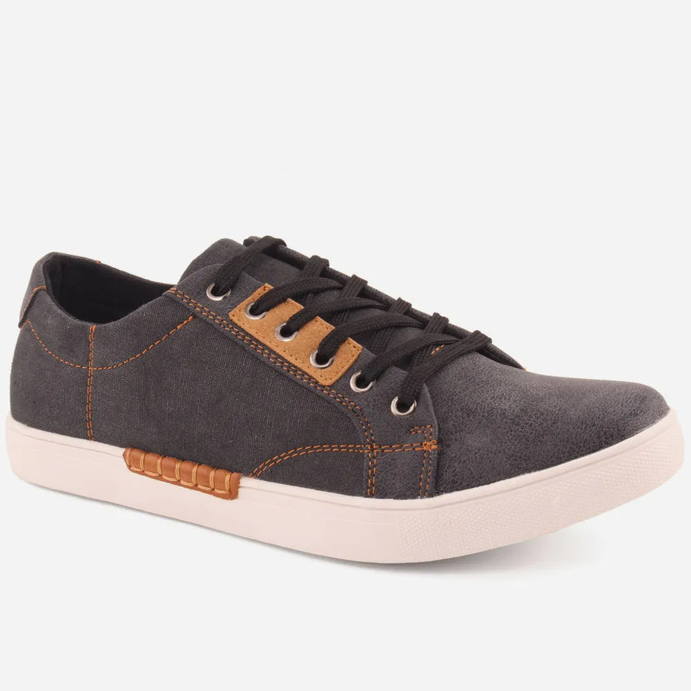 Men "CARL" Durable Canvas Lace Up Trainers