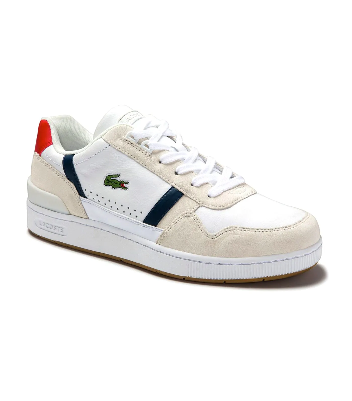 Men's T-Clip 0120 2 Leather And Suede Sneakers White-Navy-Red