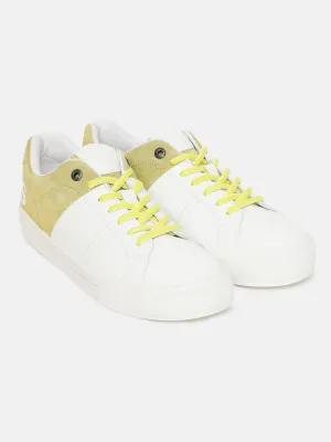 Men's White And Yellow Colorblock Shoes