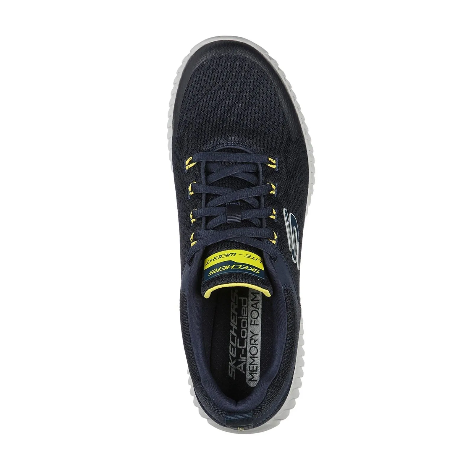 Men's Wide Fit Skechers 232212 Elite Flex Prime Take Over Sports Trainers - Navy/Yellow