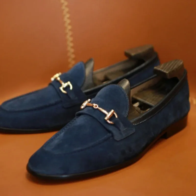 Metal Appliques Suede Classic Loafers