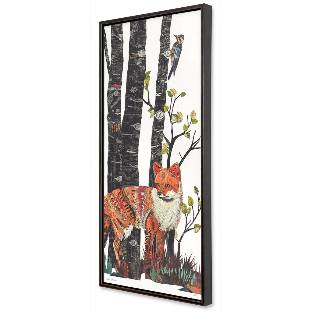 MIDNIGHT FOREST FOX canvas art print with float frame