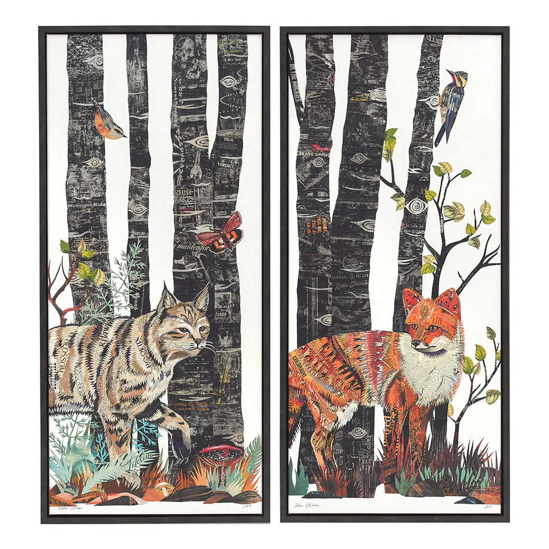 MIDNIGHT FOREST FOX canvas art print with float frame