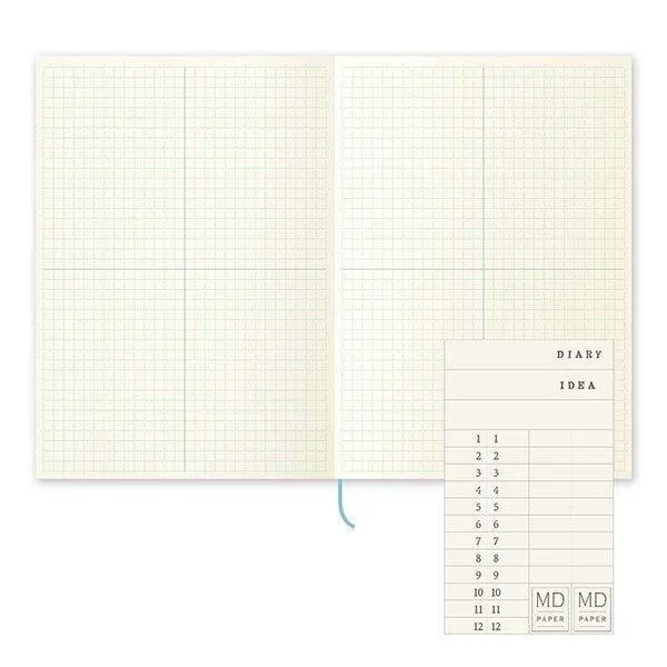 MIDORI 1525 MD Notebook Journal A5 Notepad Life Record Green Frame Square Eye Grid