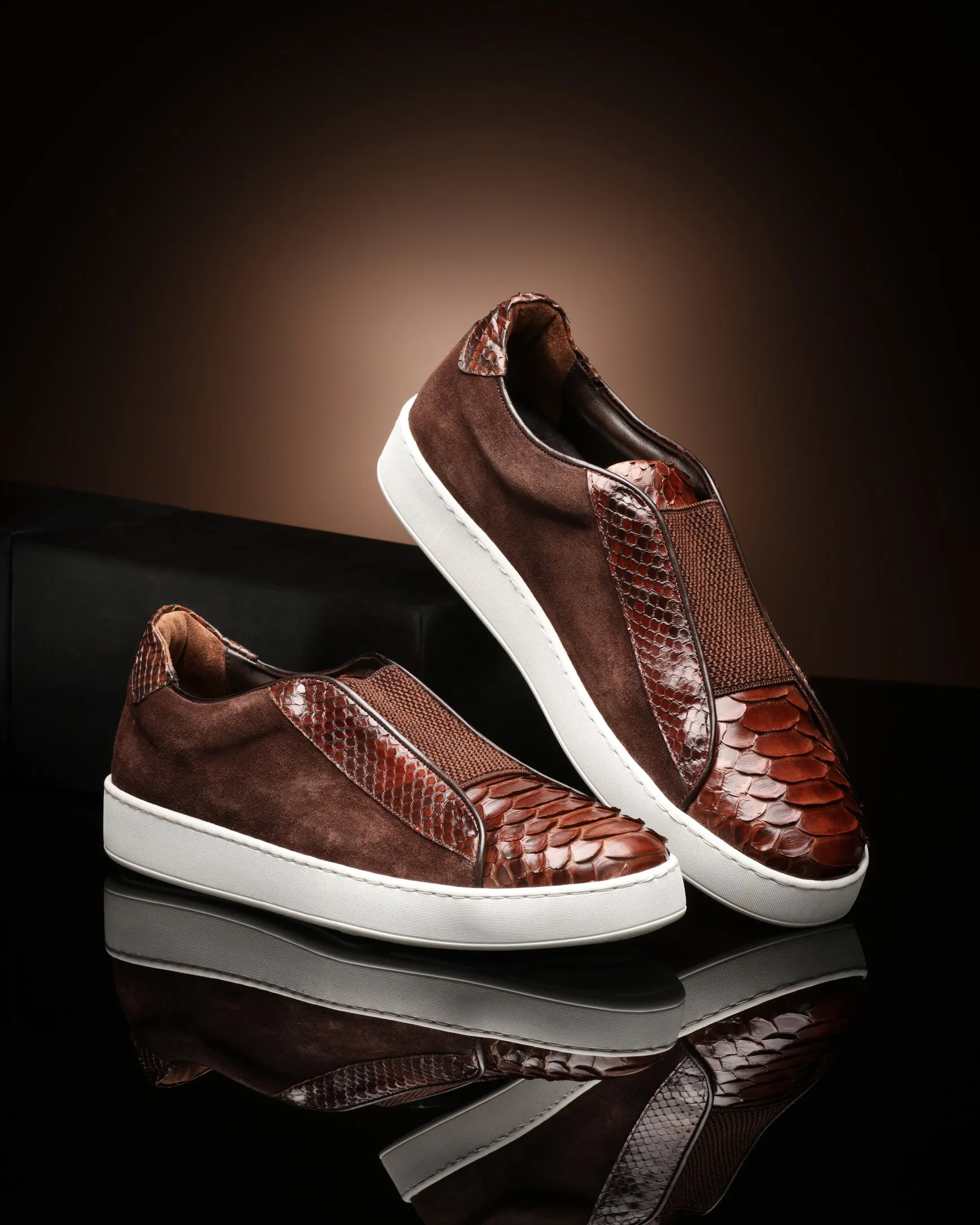 Miguel Python Skin Sneakers - Brown