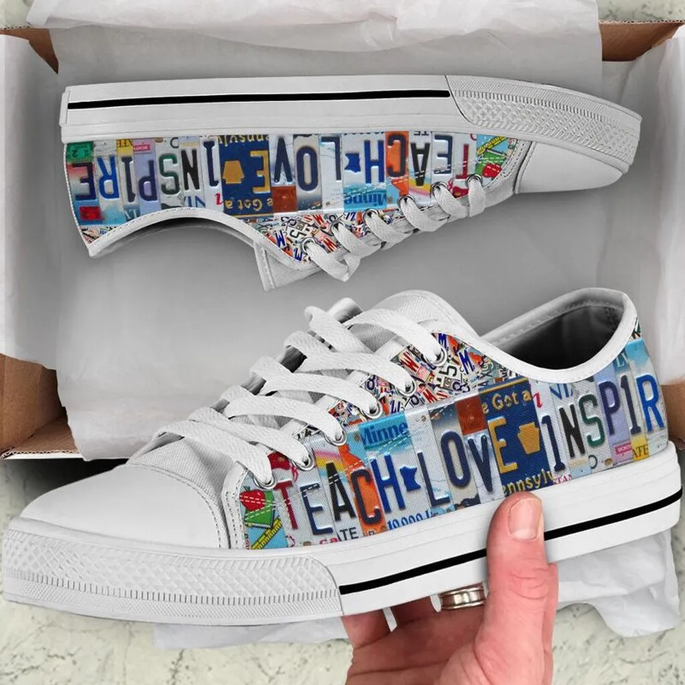 Music Teacher License Plates Low Top Shoes, Teacher Shoes, Low Top Sneakers