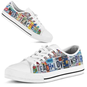 Music Teacher License Plates Low Top Shoes, Teacher Shoes, Low Top Sneakers