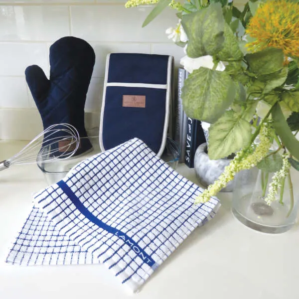 Navy Cotton Canvas Double Oven Gloves