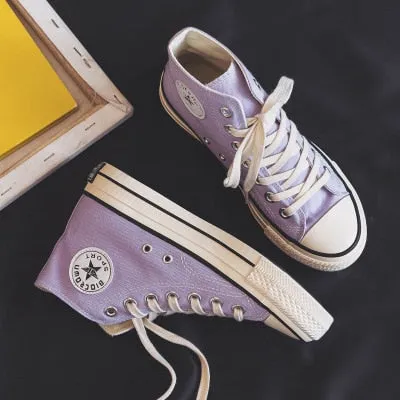 New Canvas Shoes Women Teenagers Skateboard Shoes Spring Summer Candy Color Street Sneaker All Match Outdoor Footware 35-40