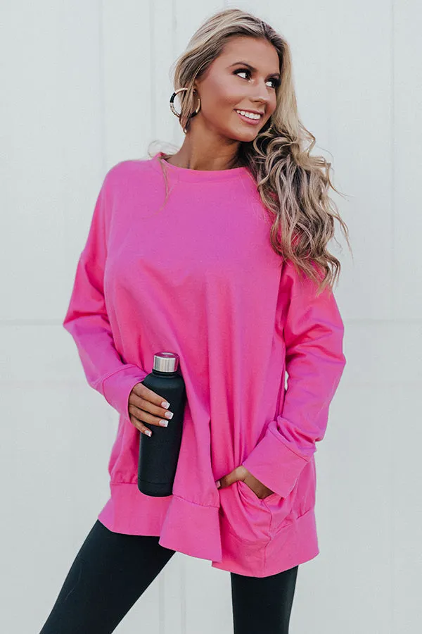 No Place Like Home Tunic Sweatshirt in Pink