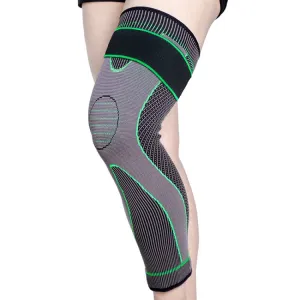 Nylon Knitted Riding Sports Extended Knee Pads, Size: L(Green Pressurized)