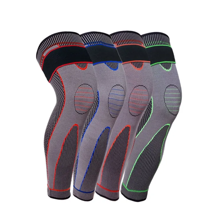 Nylon Knitted Riding Sports Extended Knee Pads, Size: L(Green Pressurized)