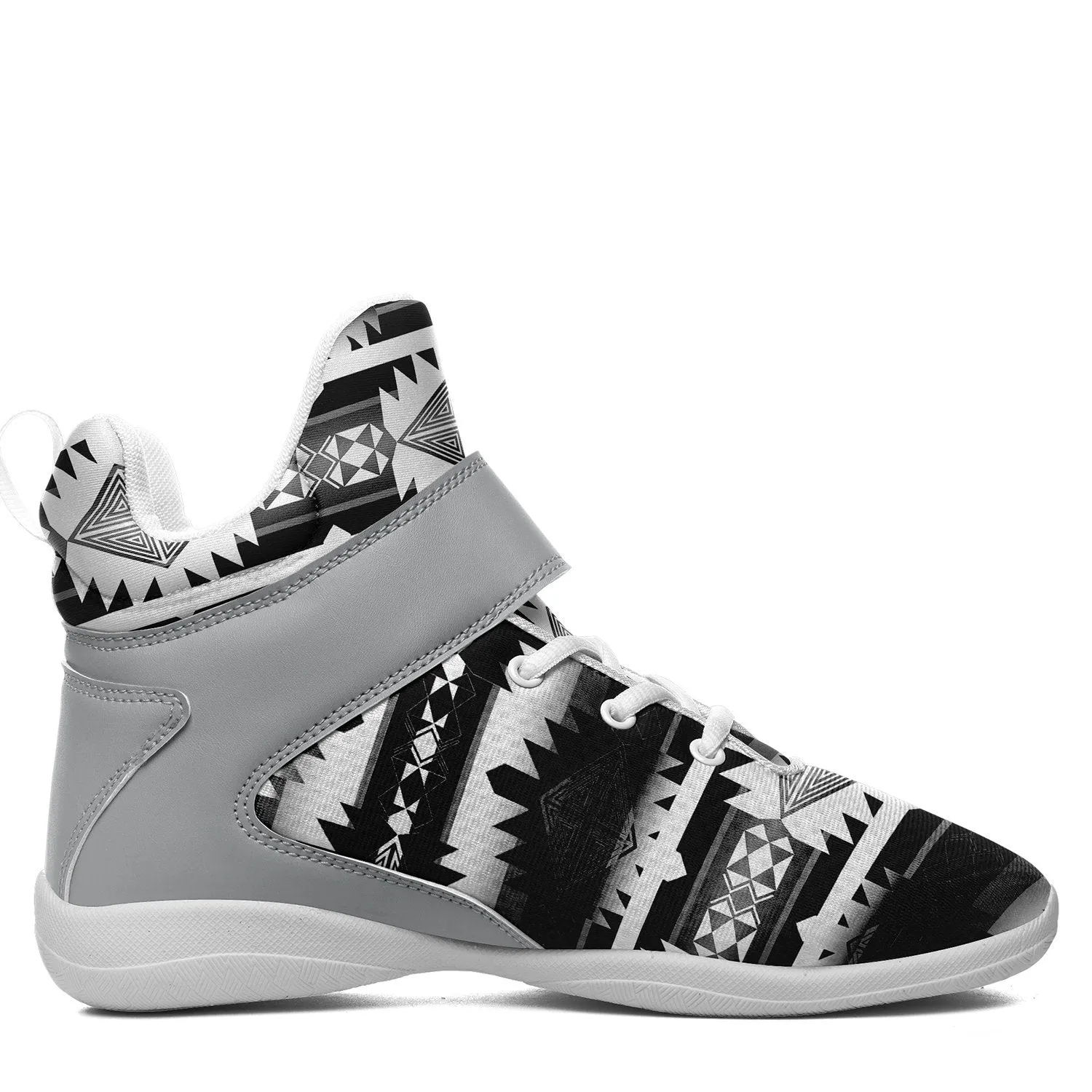 Okotoks Black and White Ipottaa Basketball / Sport High Top Shoes - White Sole