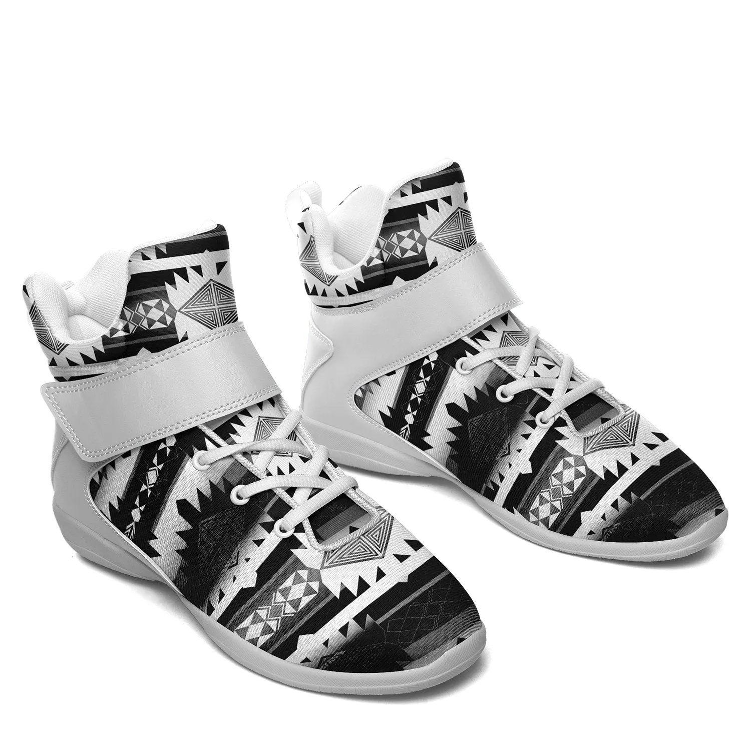 Okotoks Black and White Ipottaa Basketball / Sport High Top Shoes - White Sole