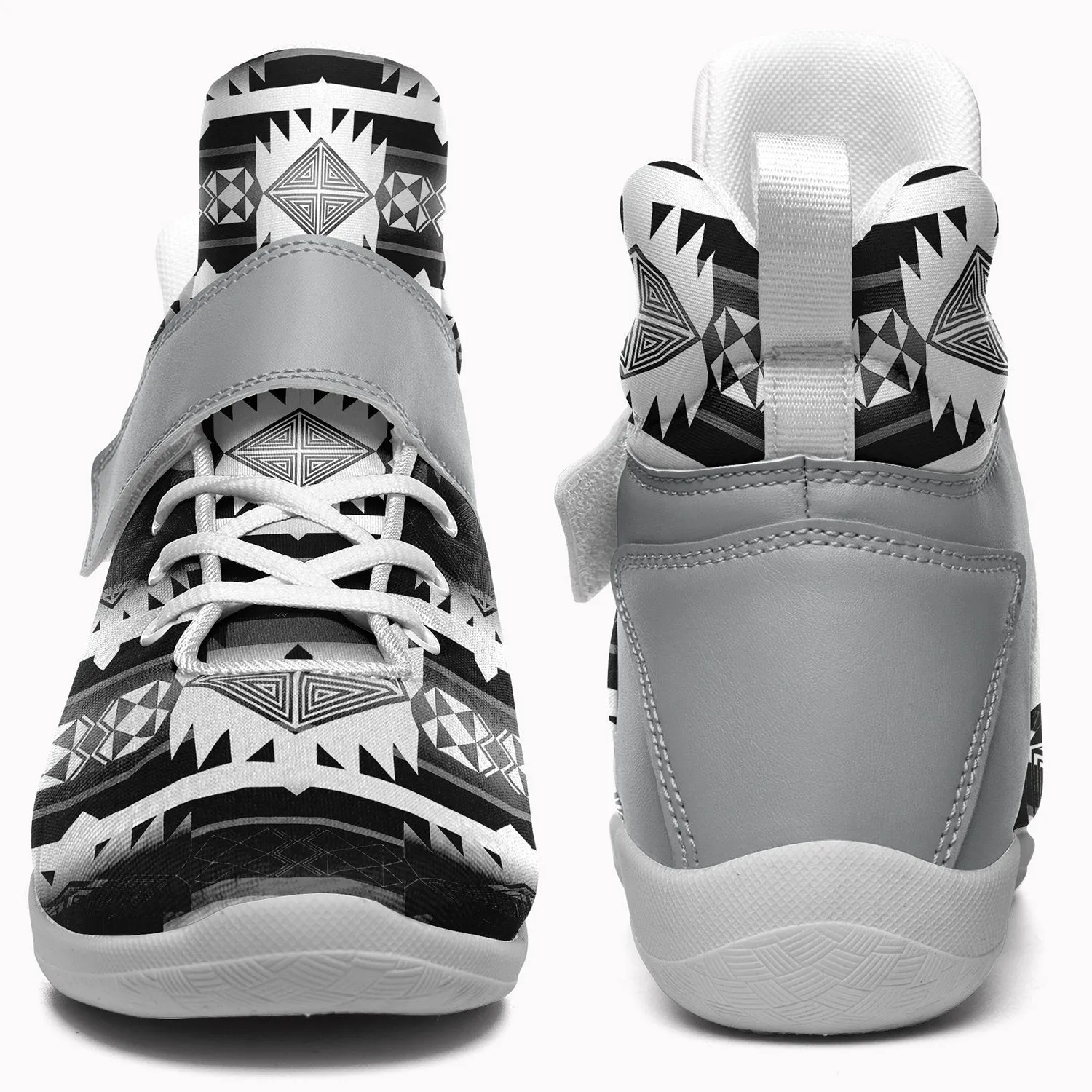 Okotoks Black and White Ipottaa Basketball / Sport High Top Shoes - White Sole