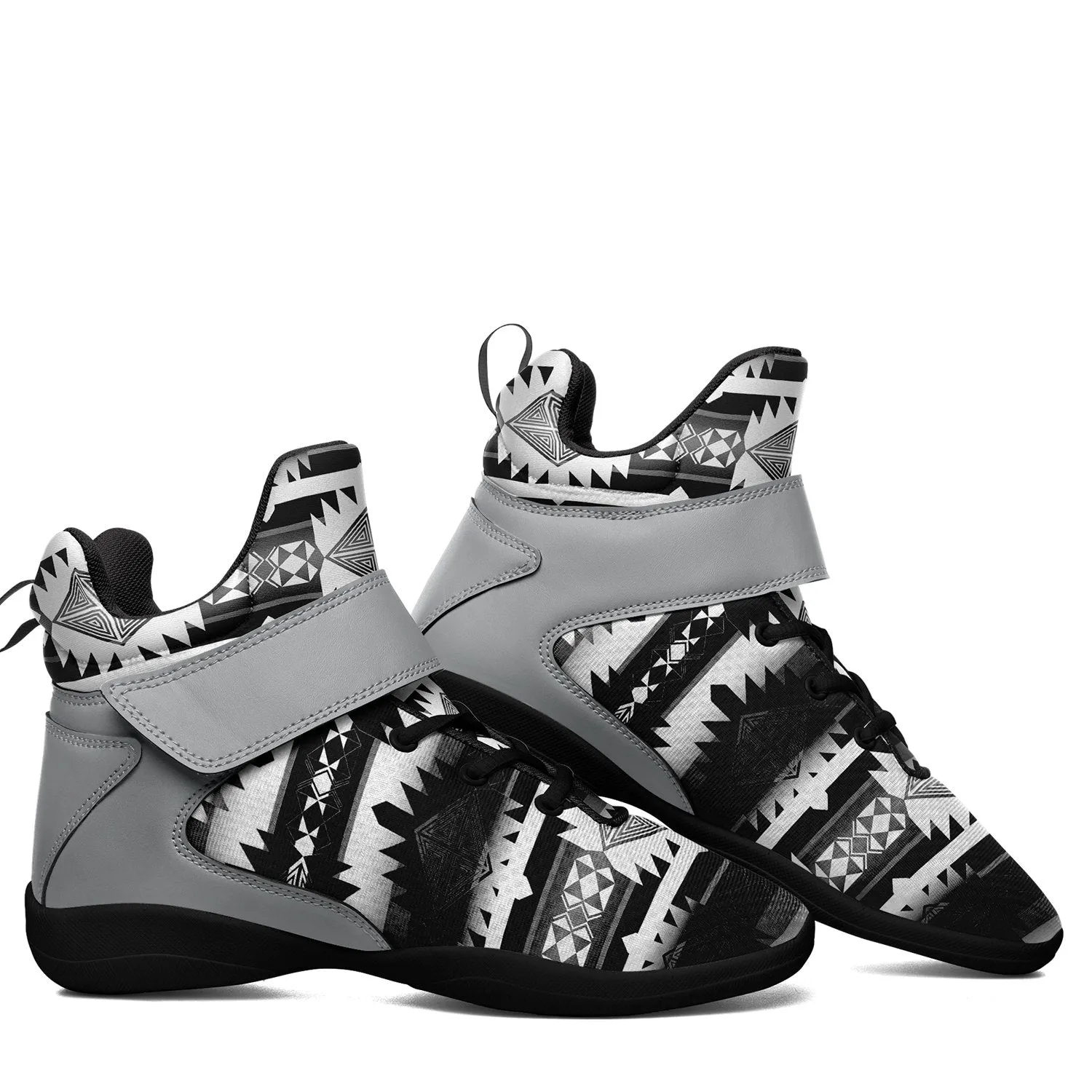 Okotoks Black and White Ipottaa Basketball / Sport High Top Shoes