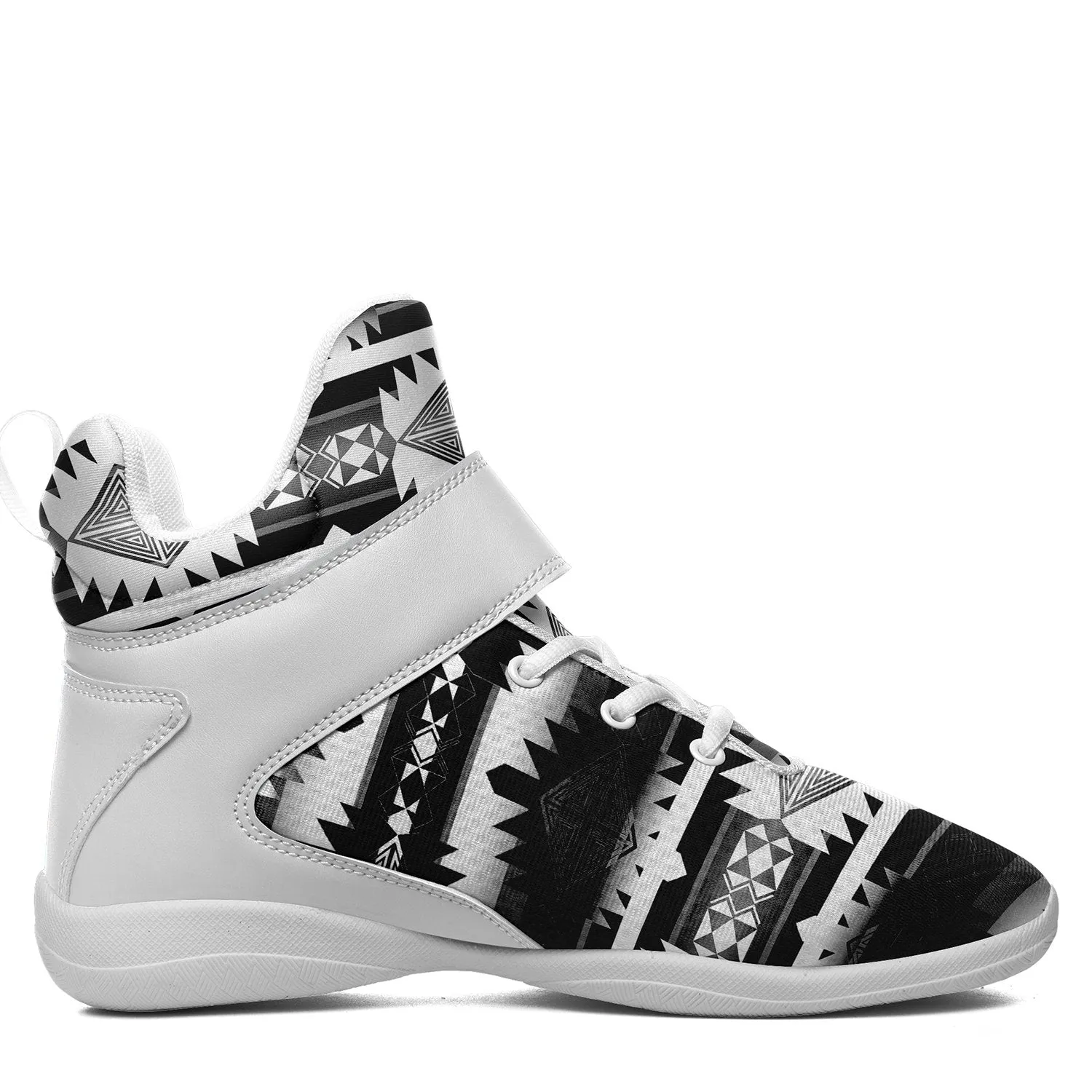 Okotoks Black and White Ipottaa Basketball / Sport High Top Shoes