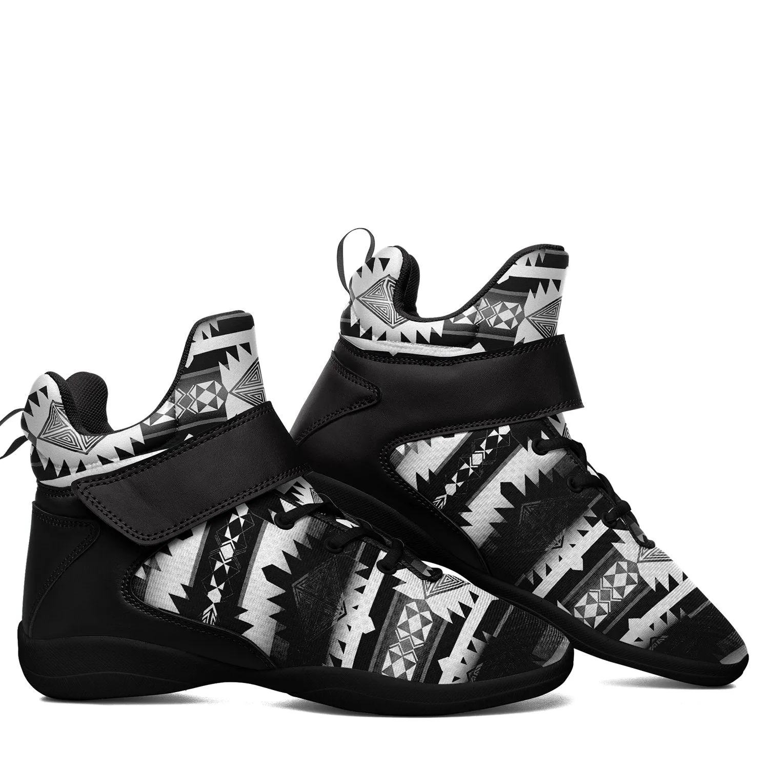 Okotoks Black and White Ipottaa Basketball / Sport High Top Shoes