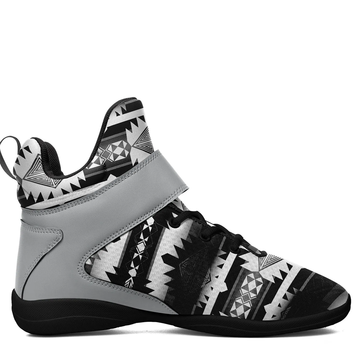 Okotoks Black and White Ipottaa Basketball / Sport High Top Shoes