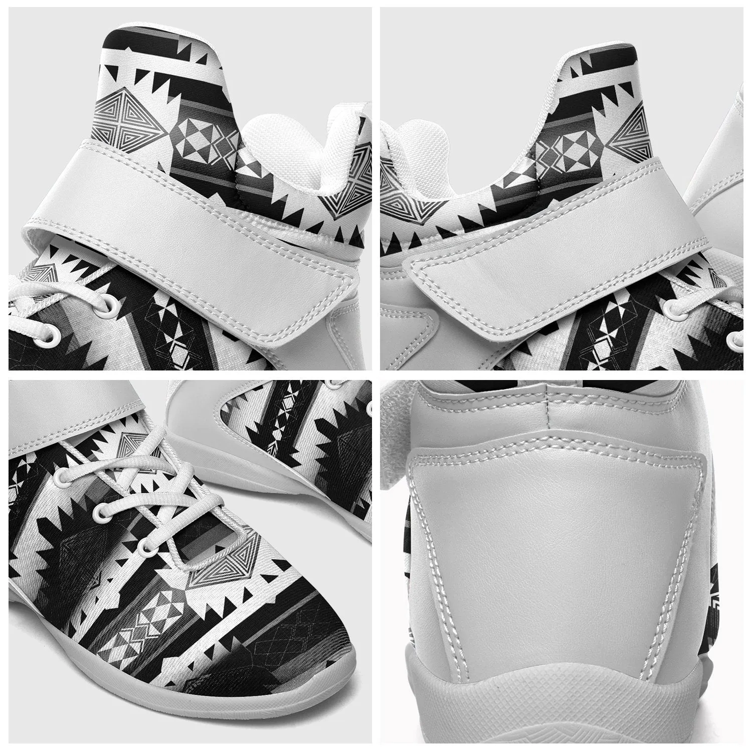 Okotoks Black and White Ipottaa Basketball / Sport High Top Shoes