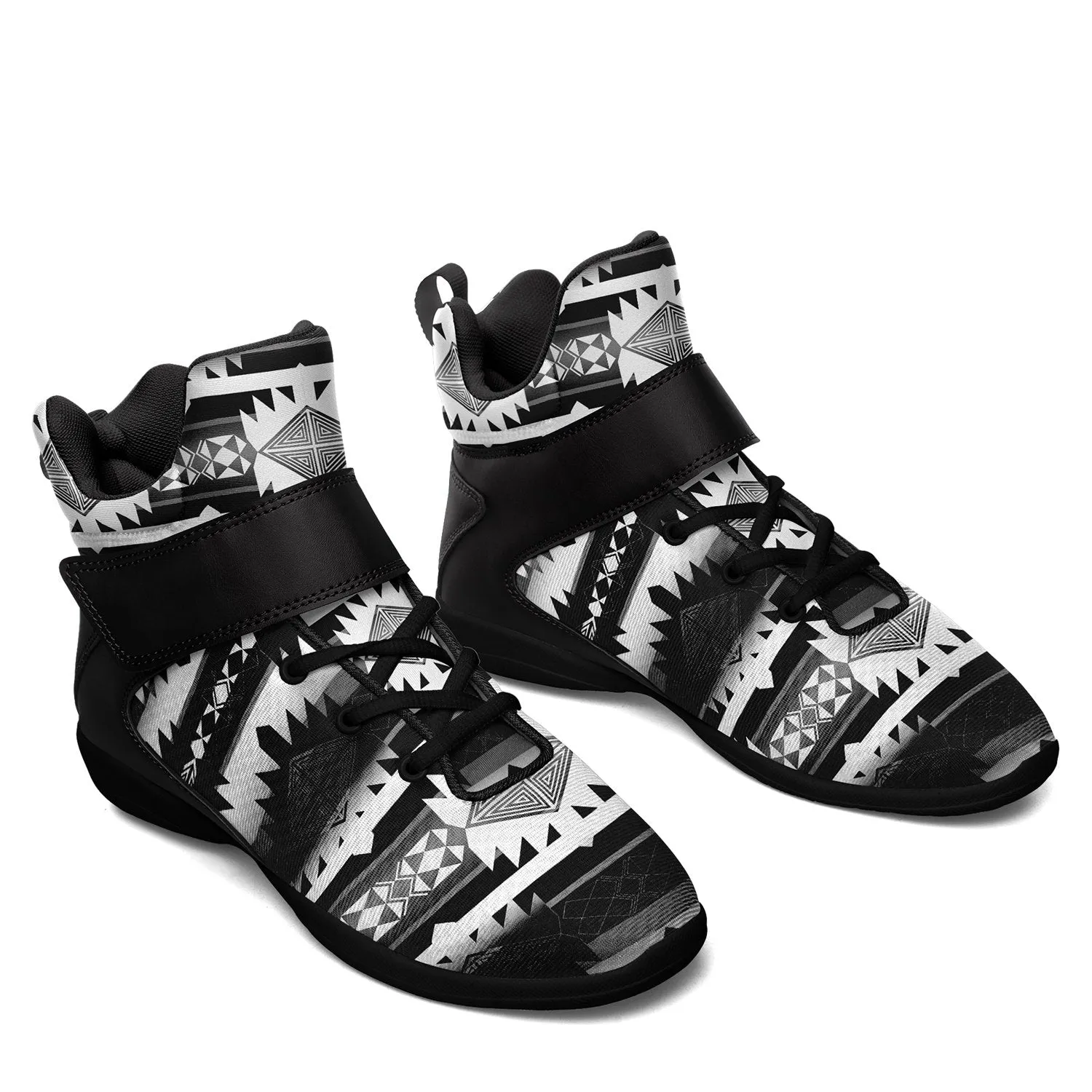 Okotoks Black and White Ipottaa Basketball / Sport High Top Shoes