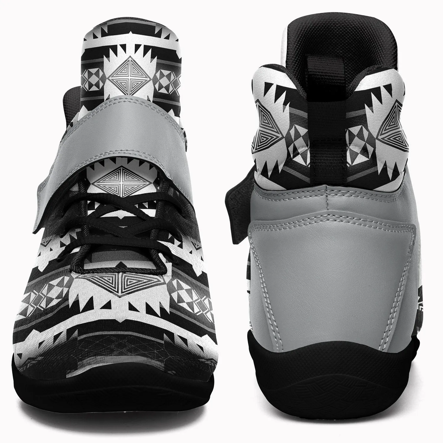 Okotoks Black and White Ipottaa Basketball / Sport High Top Shoes