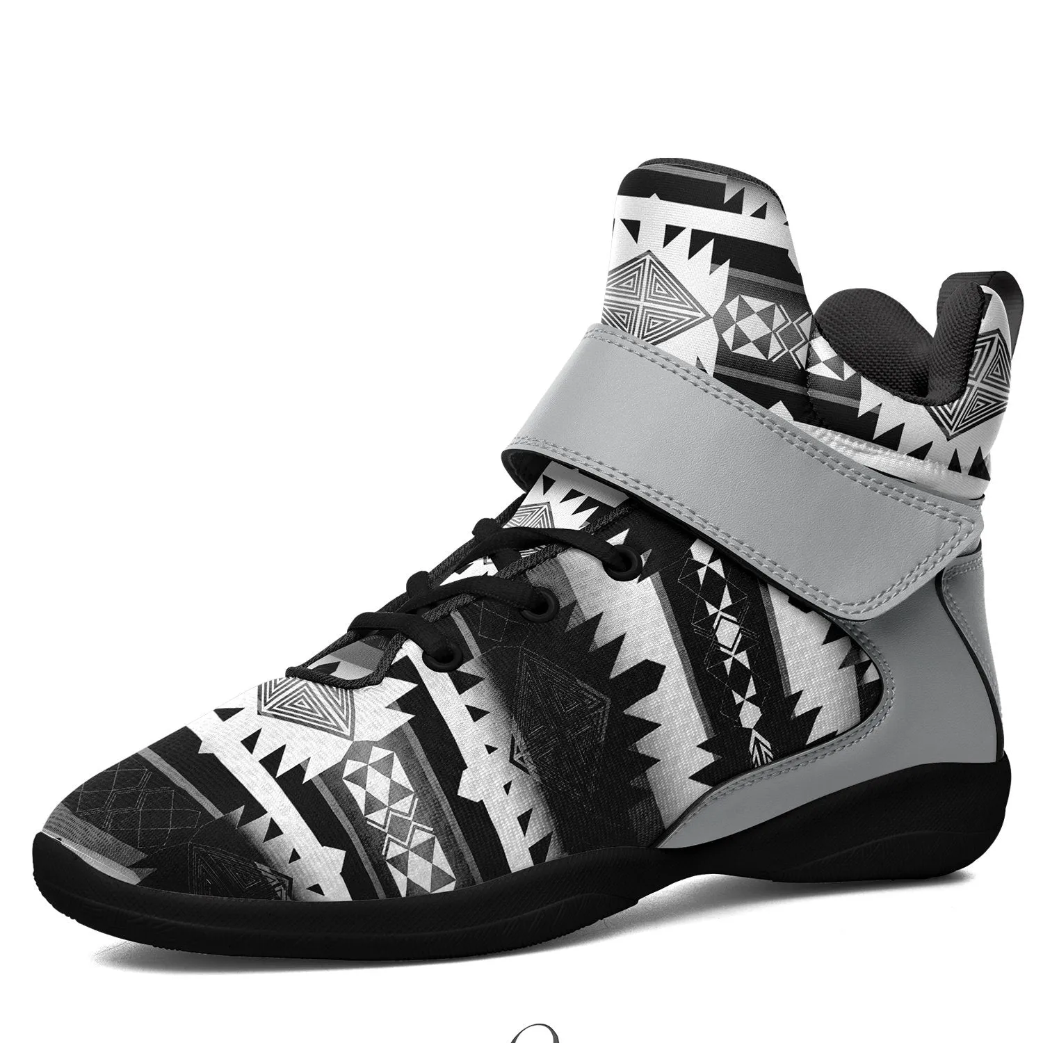 Okotoks Black and White Ipottaa Basketball / Sport High Top Shoes