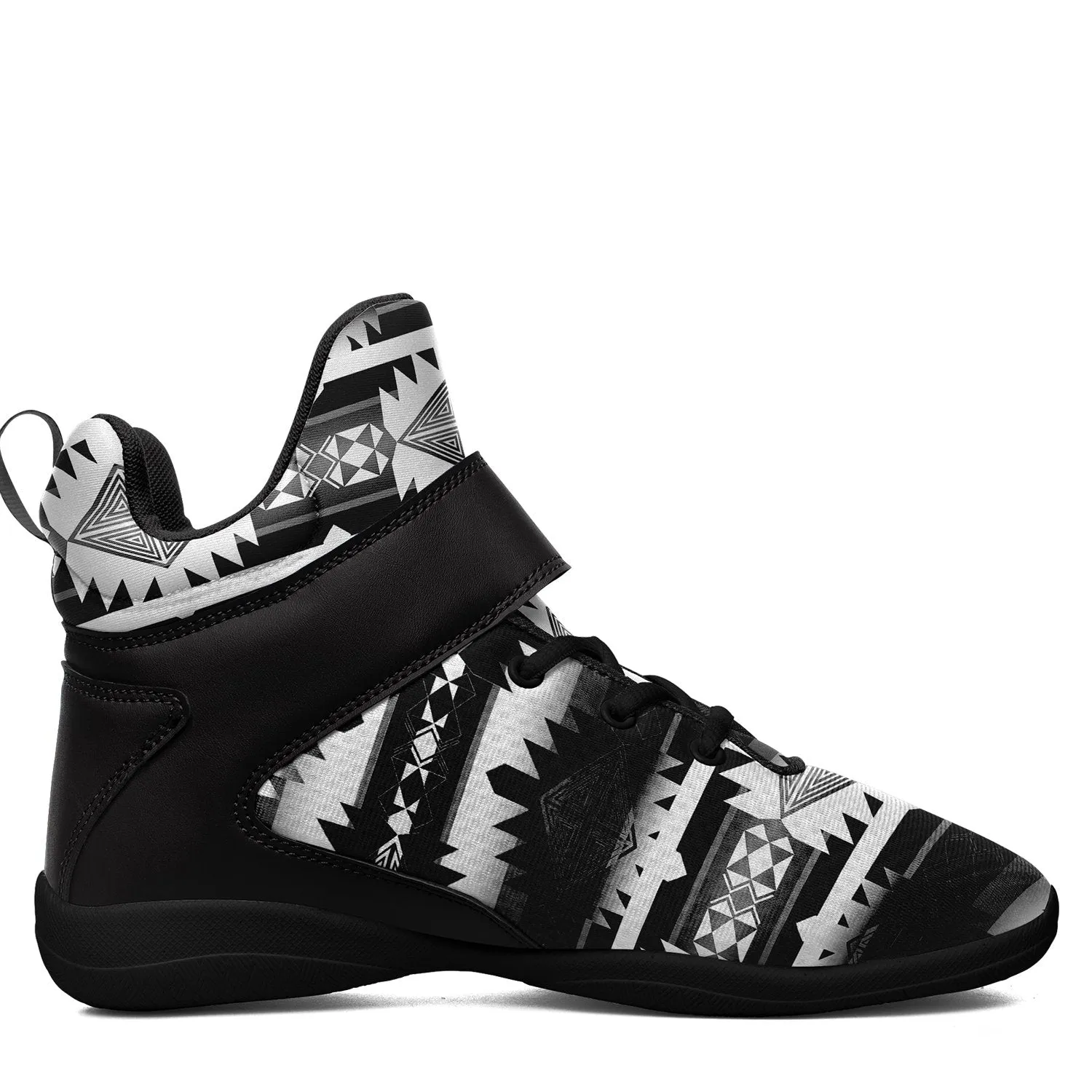 Okotoks Black and White Ipottaa Basketball / Sport High Top Shoes