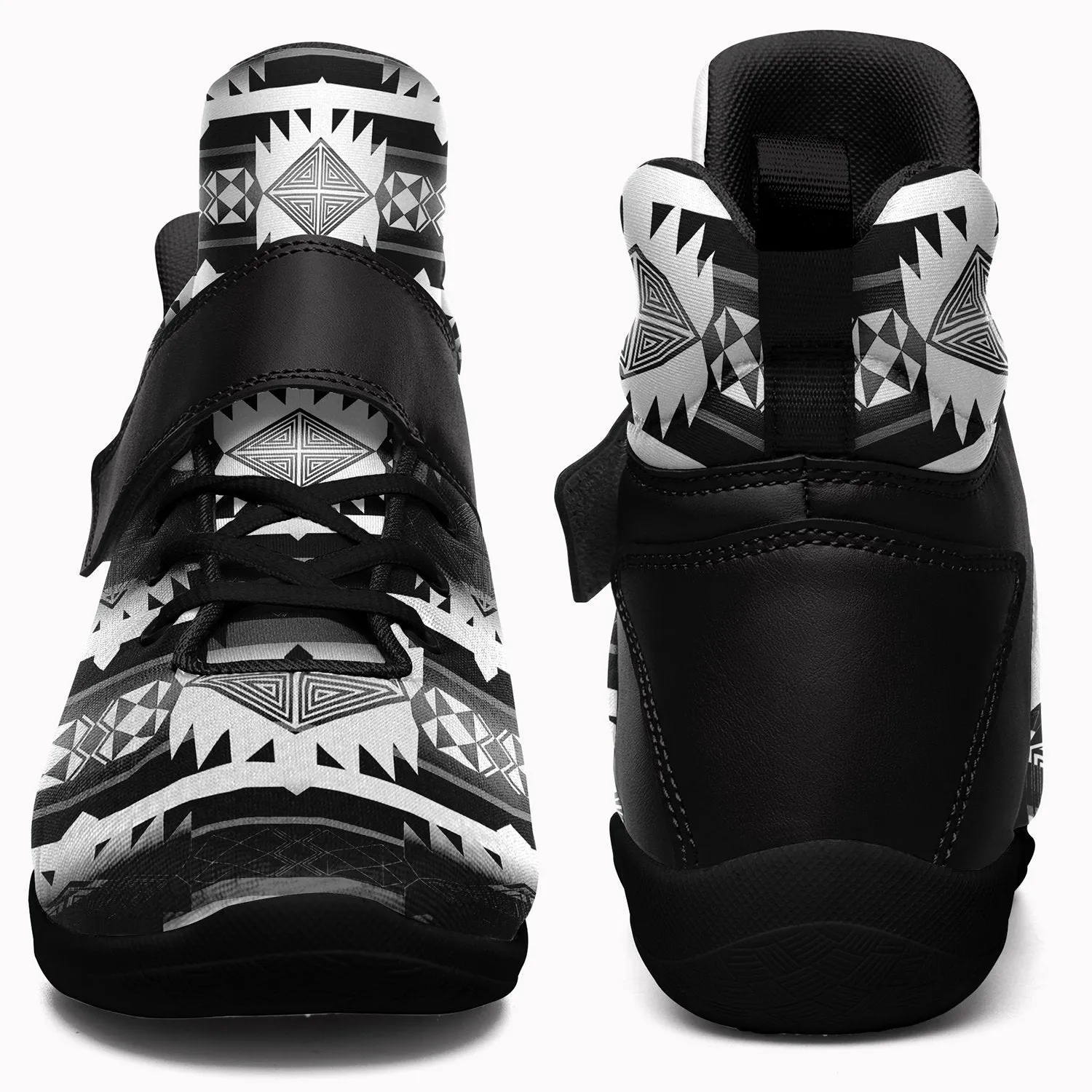 Okotoks Black and White Ipottaa Basketball / Sport High Top Shoes