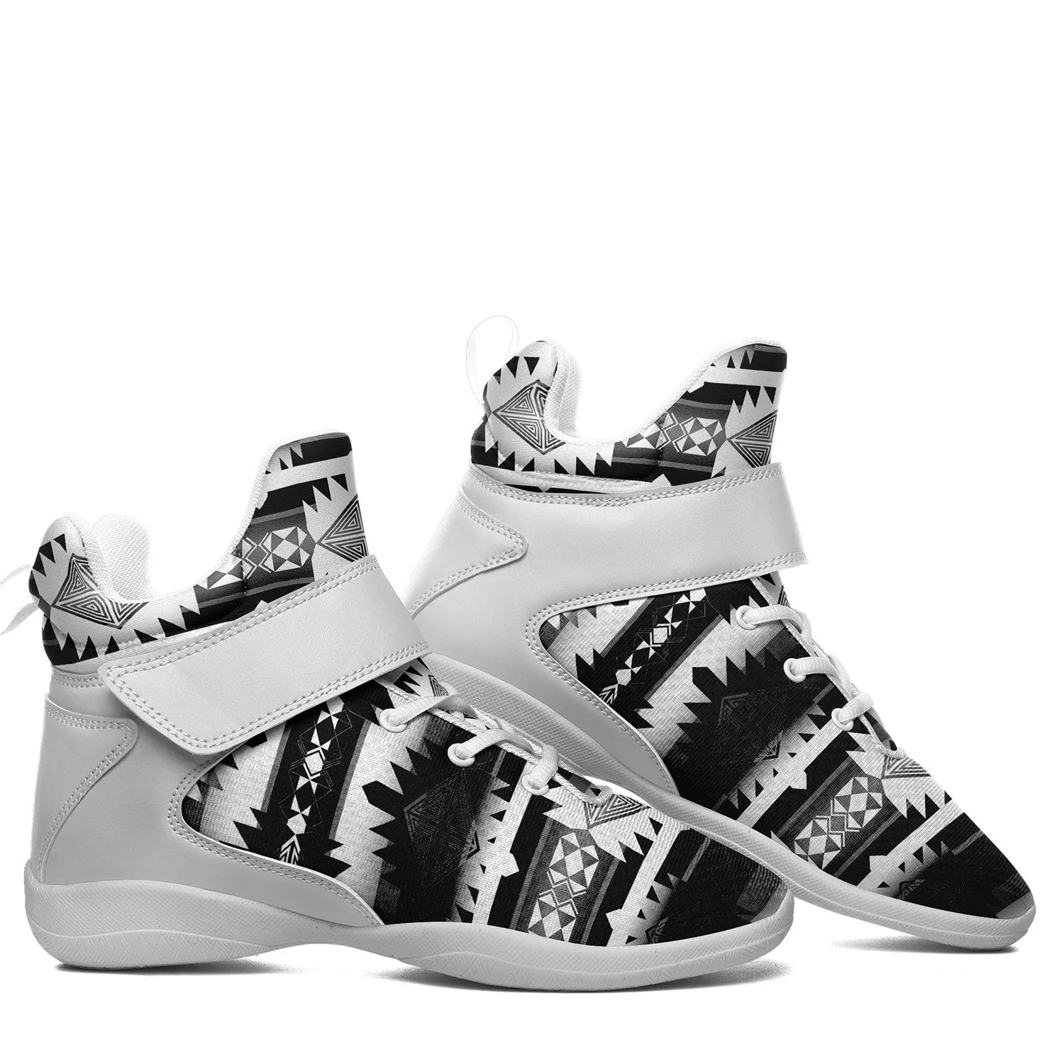 Okotoks Black and White Ipottaa Basketball / Sport High Top Shoes