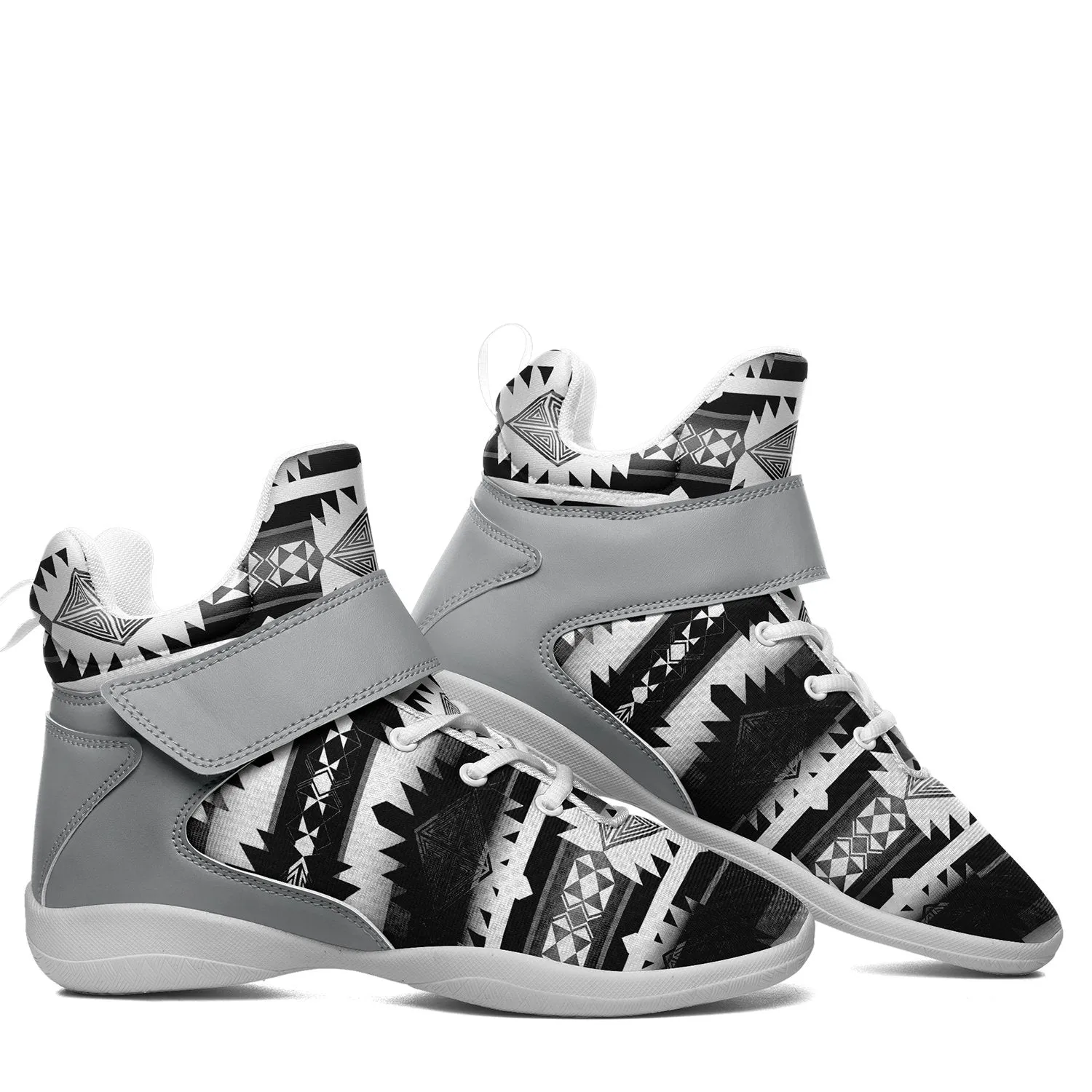 Okotoks Black and White Ipottaa Basketball / Sport High Top Shoes