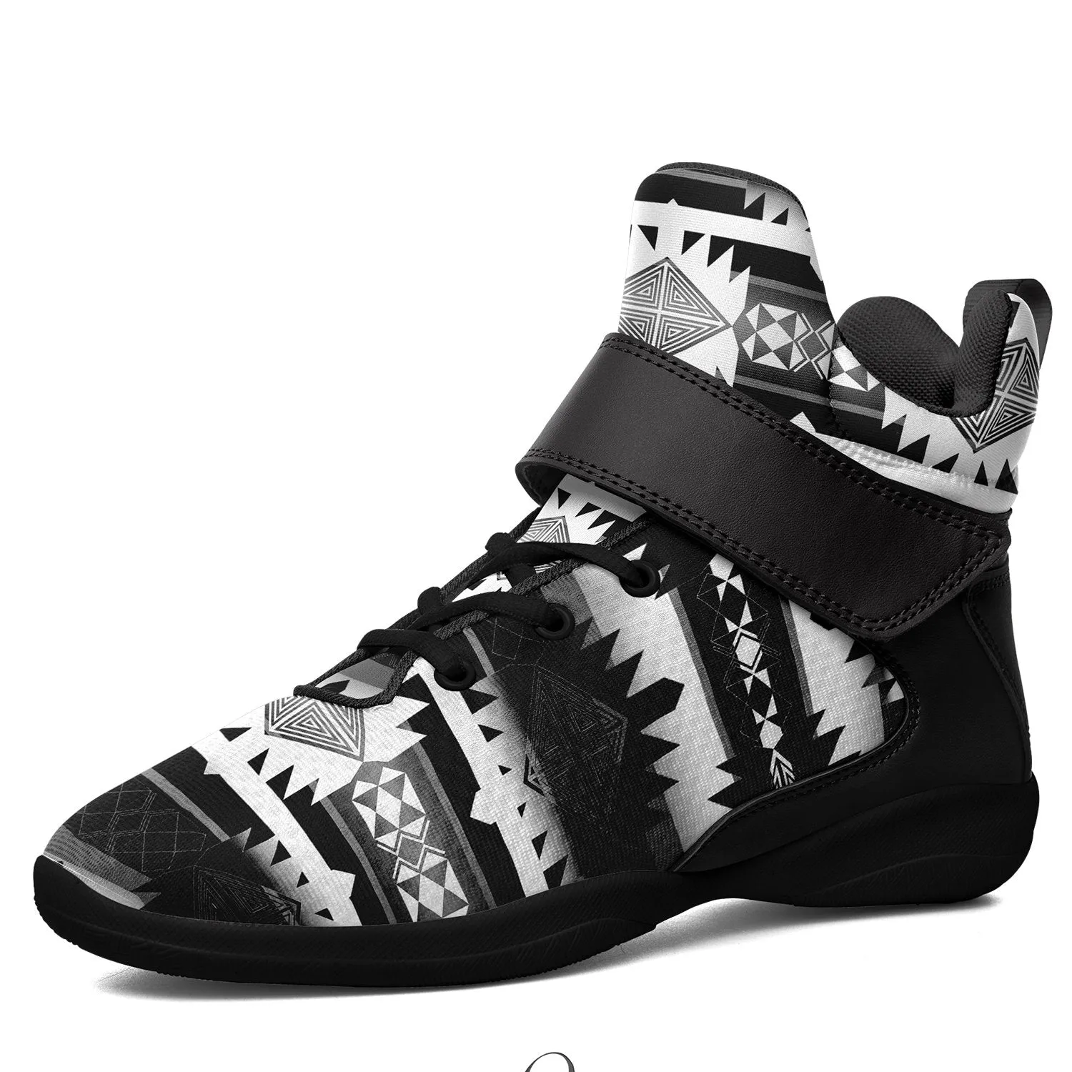 Okotoks Black and White Ipottaa Basketball / Sport High Top Shoes