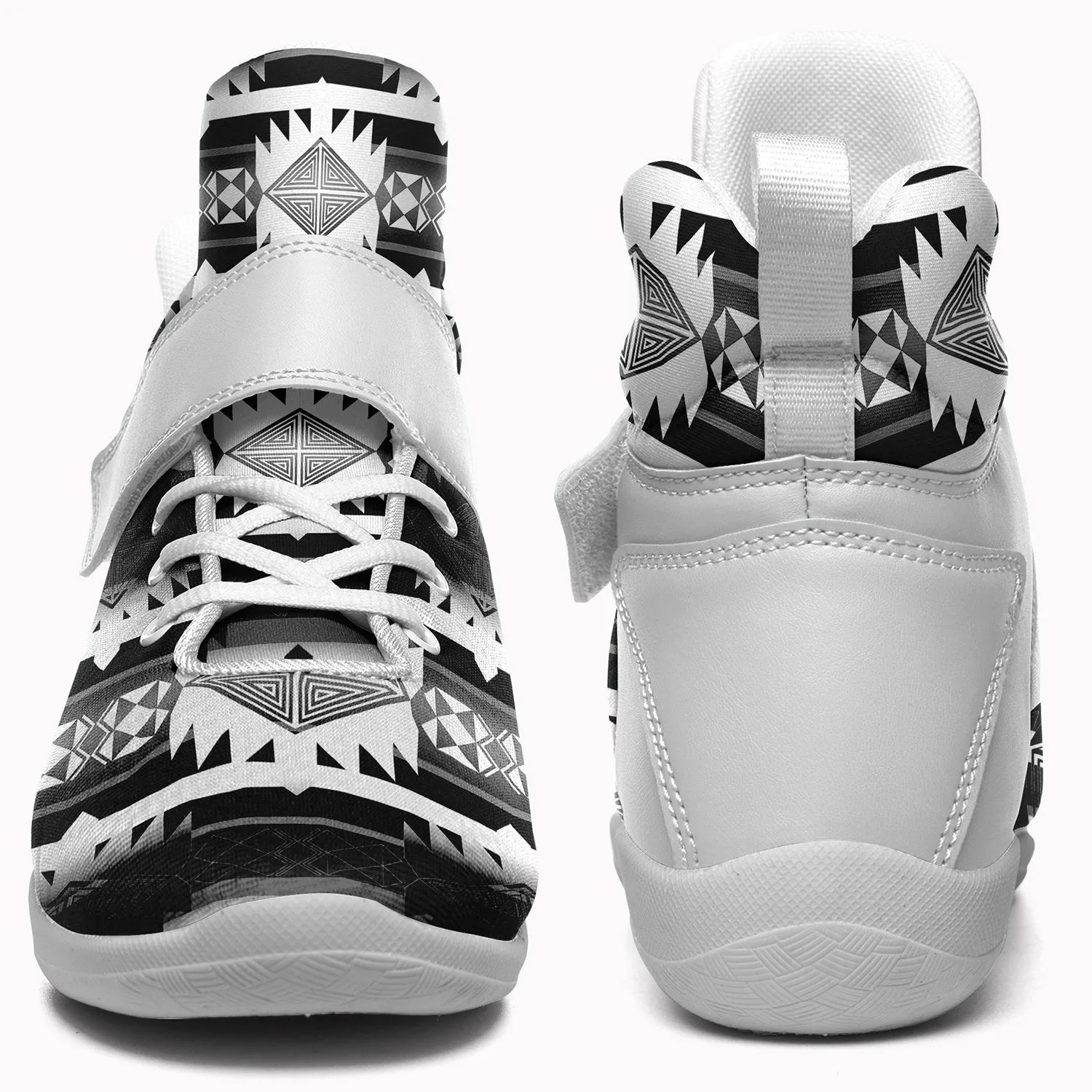 Okotoks Black and White Ipottaa Basketball / Sport High Top Shoes