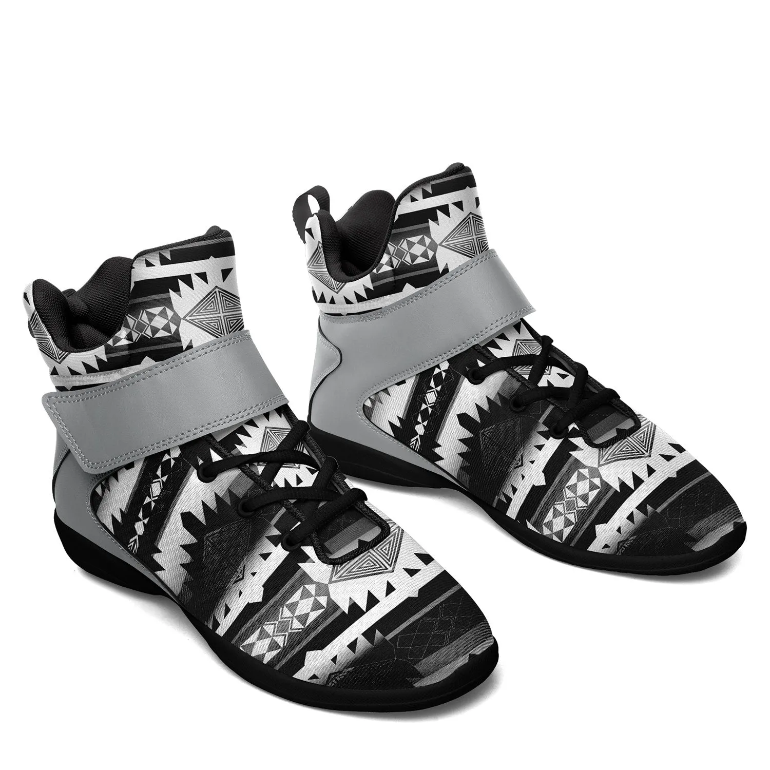 Okotoks Black and White Ipottaa Basketball / Sport High Top Shoes