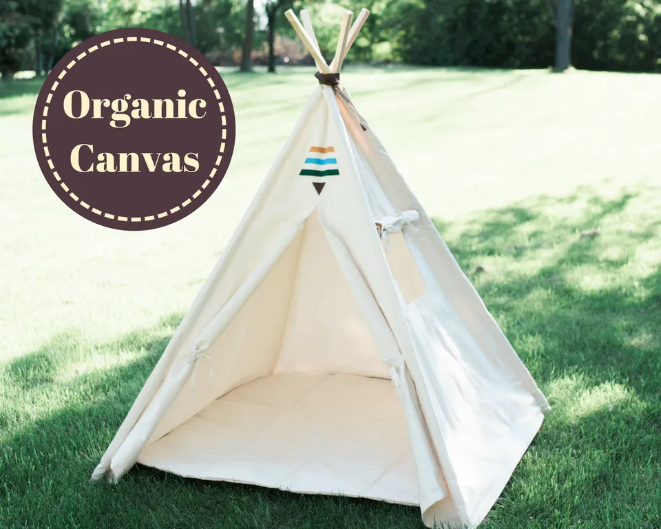 Organic Canvas Kids Tent, Tribal Boho Teepee Childrens Tepee Playhouse, Four Sizes