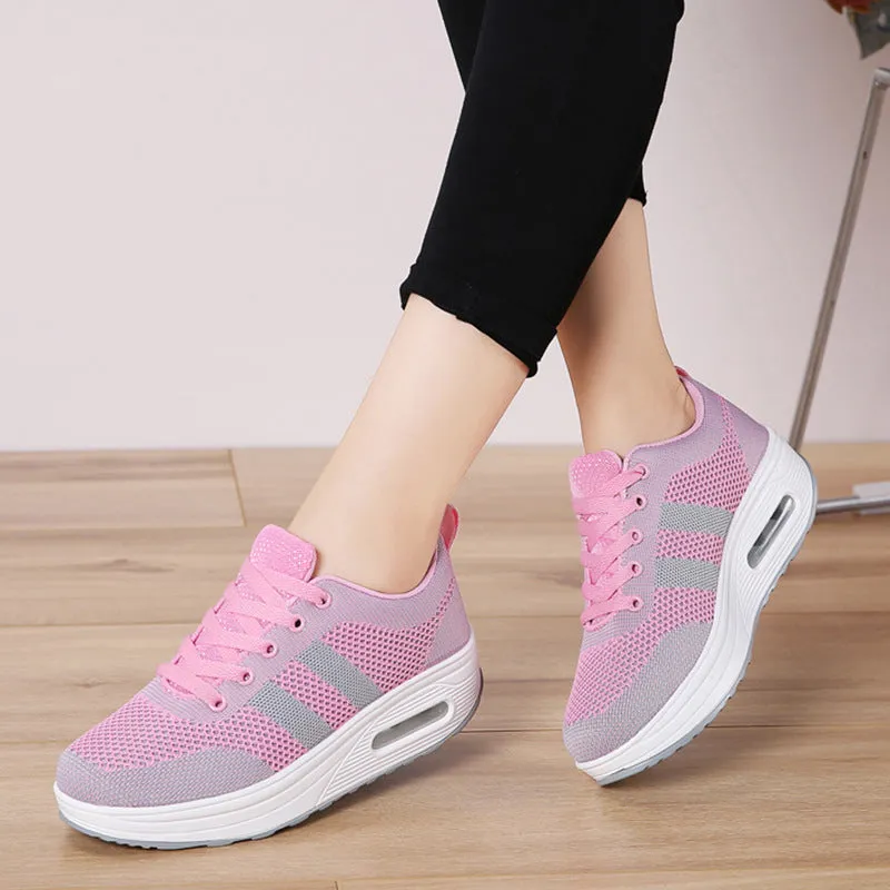 Owlkay Winter Women's Breathable Lightweight Thick-Soled Platform Sports Shoes